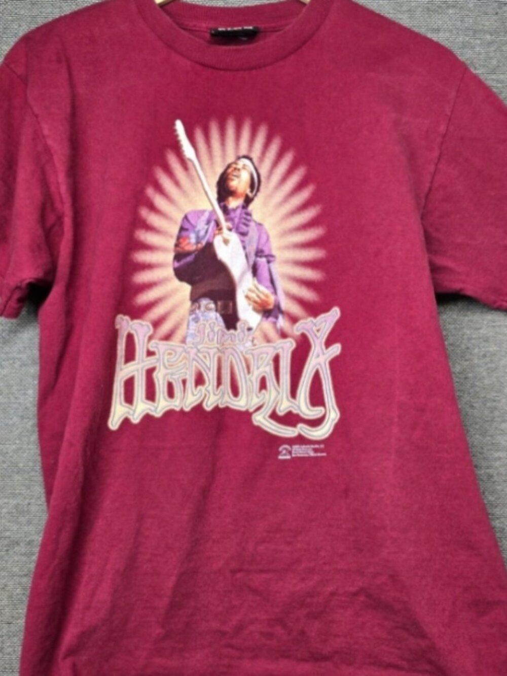 Zion Jimi Hendrix Graphic T-Shirt Maroon Burgundy Mens Medium Double Side